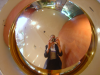 My reflection (fishlike kind) in a metal surface