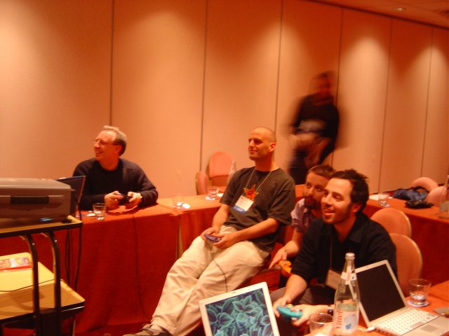 Mario Kart team: Richard, Dean, Robin, Antoine (the blurry figure is Chris)