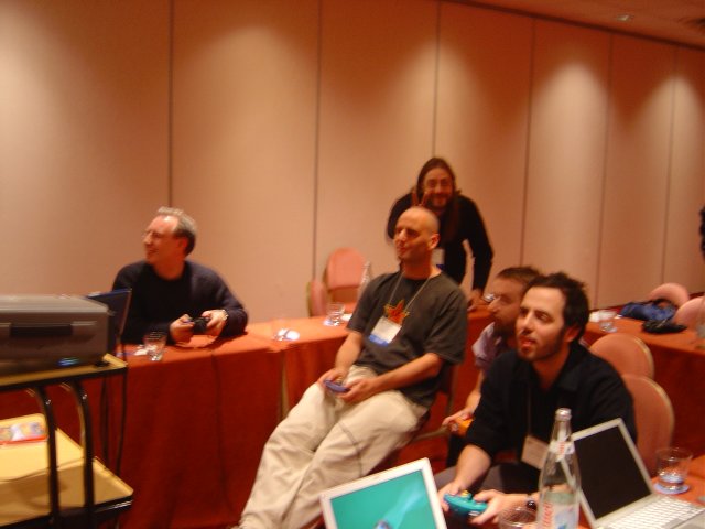 Mario Kart team: Richard, Dean, (Chris doing rabbit ears to Dino), Robin, Antoine