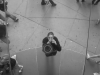 Reflection of myself under the mirror ceiling of the entrance to Toys'r'us