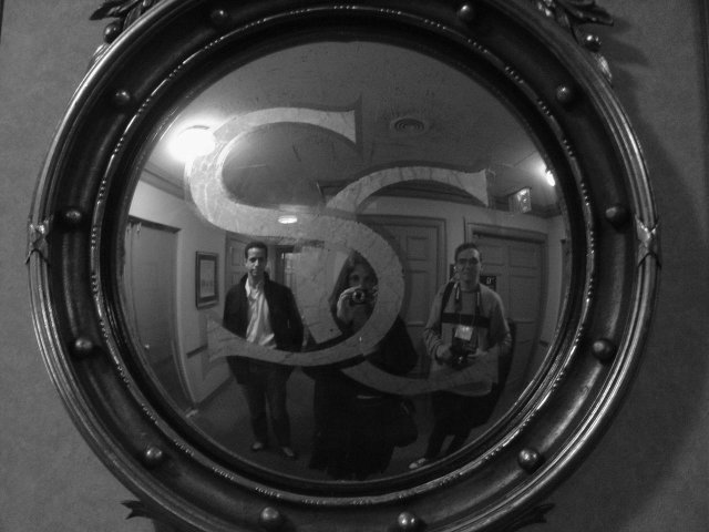Fish eye mirror: Dom, me and Maxf