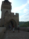 Steph, Evelyne et Guy sur le pont de Valentre'