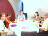 Au restaurant "Les Saveurs d'Ingres", flous et surexposes; Steph, Evelyne, Nicolas, Alex et Guy