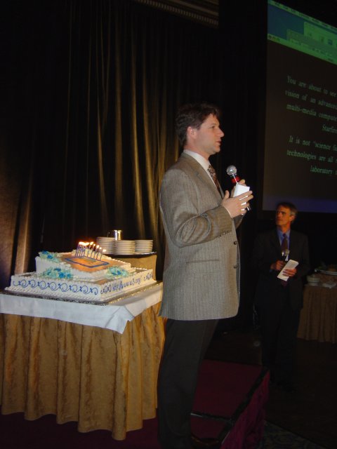 Ian (and Steve in the background) holding the mic