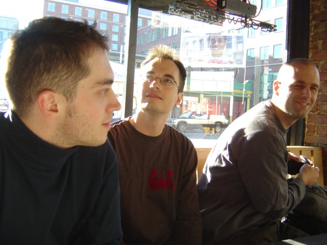 Olivier, Gerald and Dean at the bar and grill