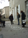 Shadi, Emma, Jessica and Karima in the school playground