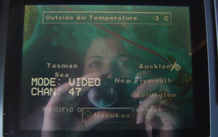 The aircraft route on the TV screen