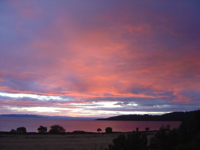Pink and indigo sky at sunset