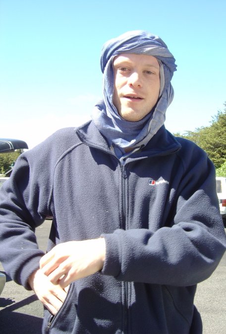 Joel getting ready for a long walk in the sun of Mordor