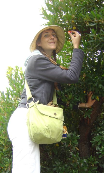 Coralie eating a snack of arbutus