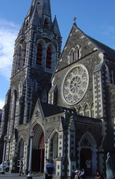 Christchurch: I expect it's the cathedral on Cathedral Square (according to map I brought back with me)