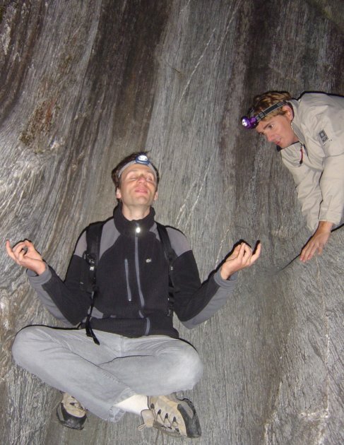 At Franz Josef Glacier at night: Nico and Nicolas