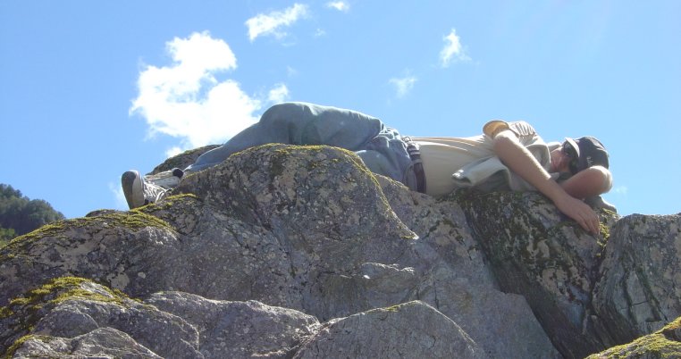 Nicolas prefers horizontal activity, even on rocks
