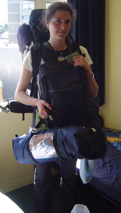 Coralie ready to go to the airport