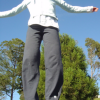 Coralie on the trampoline at the camp site near Matamata