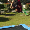 Fabrice on the trampoline at the camp site near Matamata