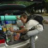 Storing our stuff in the car was a process that required skill, patience and precision 