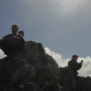 Perched on top of rocks: Nico, Fabrice, Joel