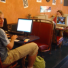 Nico at a cyber cafe in Wanaka