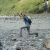 Nico leaping over a stream