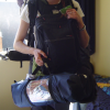 Coralie ready to go to the airport