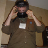 Dan Brickley wearing a helmet, Hyatt Harborside, Boston