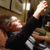 Amy van der Hiel in a worship position, Hyatt Harborside, Boston