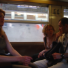 Karen, Nicole, Hugo, in the train