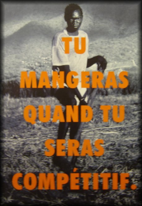 Subway poster: "Tu mangeras quand tu seras competitif" (You will eat when you are competitive)