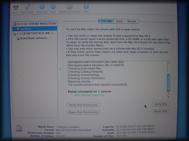 Disk reparation with Disk Utility