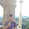 Danbri up Cabot Tower and fiddling with his pda-camera-phone