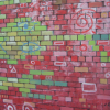 Decorated brick wall
