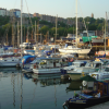 Bristol harbour. Clifton and Cabot Tower in the background