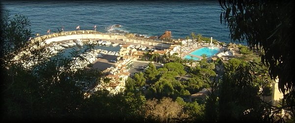 Mini harbour and the huge swimming pool of a resort