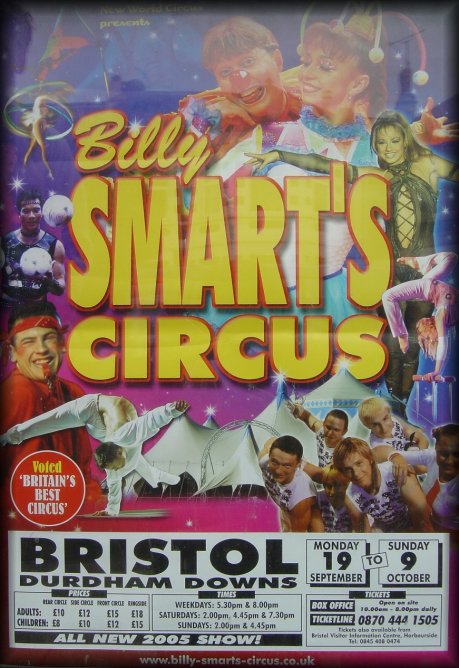 Poster for Billy Smart's circus at Durdham Downs