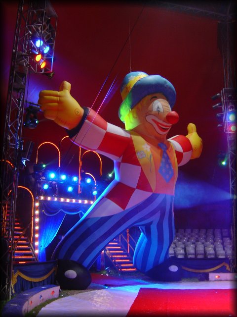 Billy Smart's circus: giant inflatable clown