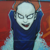 Graffiti of an angry looking pale fella