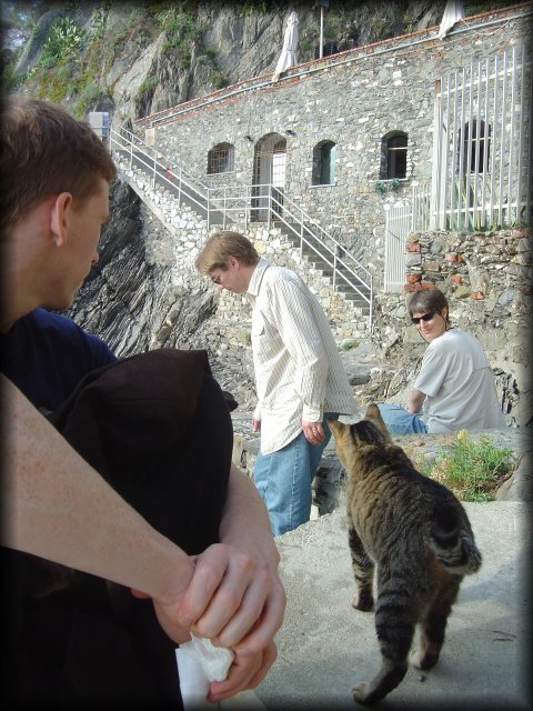 ericP, Mason, kitty cat, Robin, Monterosso al Mare, one of the cinque terre
