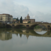 L'Arno, bridge, buildings, clouds, Firenze