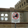 On the terrace of Galeria degli Uffizi, Firenze, it was forbidden to walk on the edge and have a look on Piazza della Signoria