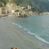 Woman alone on the beach, Monterosso al Mare, one of the cinque terre