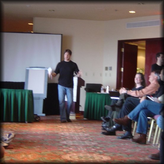 Ian seems to be performing a dance at the Team Day 