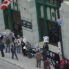 A group of refugees demonstrating to get proper IDs, behind the Marriott Chateau Champlain.