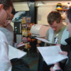DanC, Dom, ericP and Hugo busy checking their times at the go kart