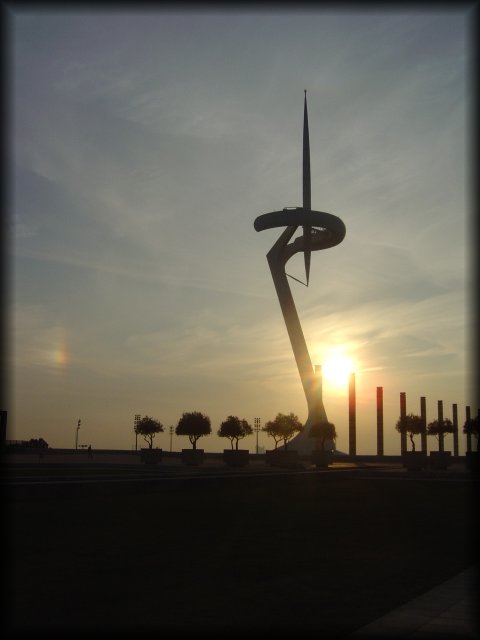 Torre de Calatrava on the Olympic Games ground, a sundog on the left.