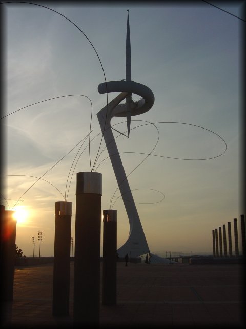 Torre de Calatrava on the Olympic Games ground, wires from sculptures.