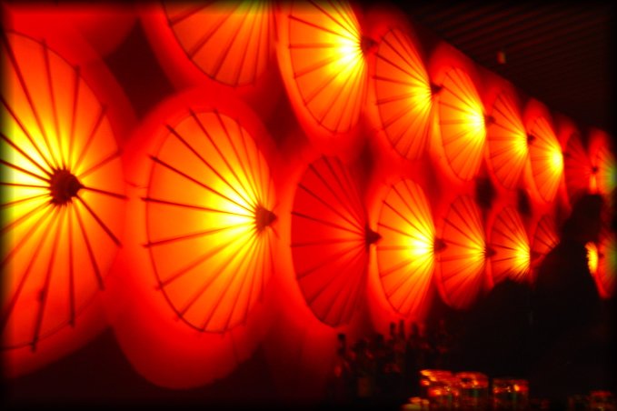 The trendy decoration of the bar in the Shoko club by the beach