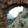 Stone ruins and under the arch, a view