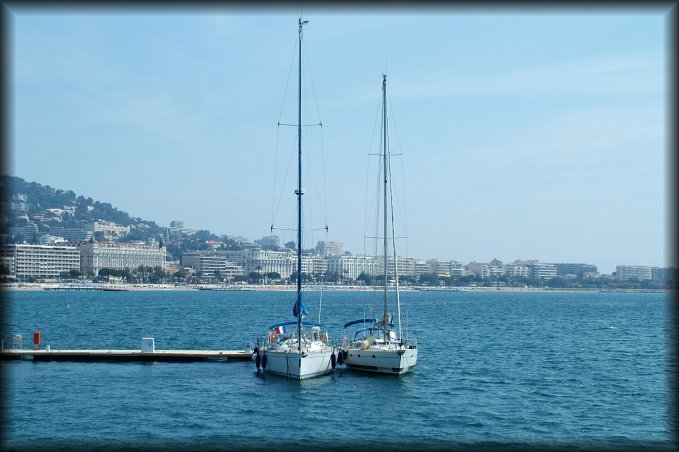 Two sailing boats in the harbour, Cannes
