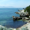 This is the part of the Sainte-Marguerite island that faces l'Esterel and Saint-Honorat (not on the photo)